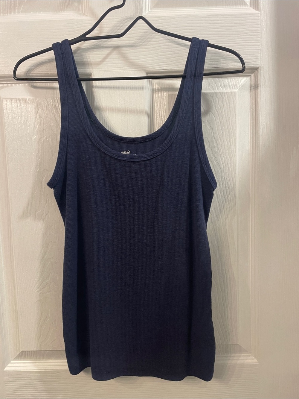 aerie Deep Navy Ribbed Scoop Tank